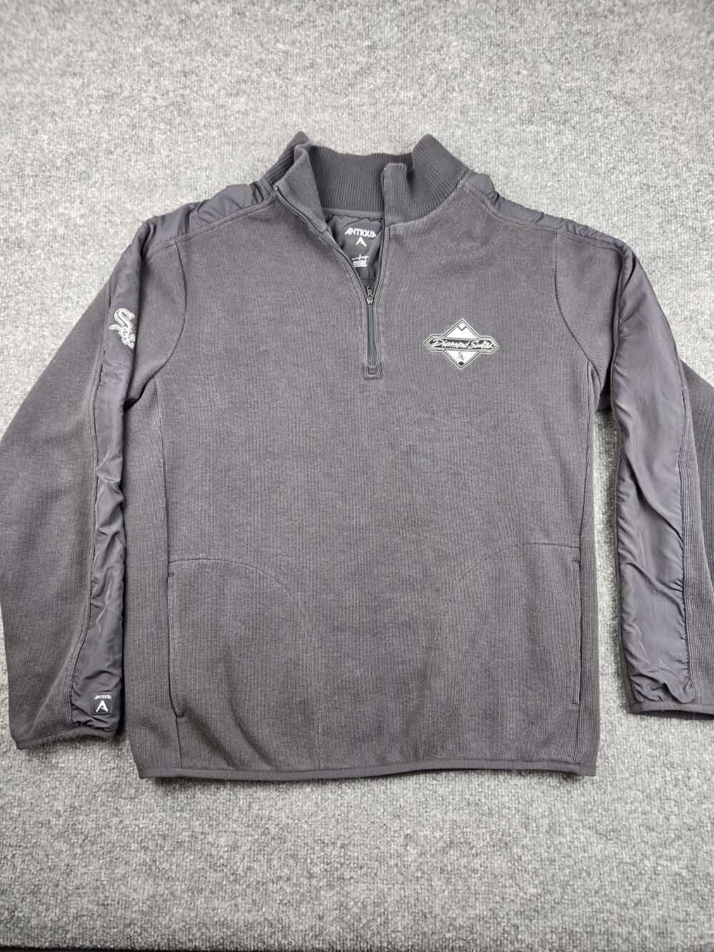 Antigua Sweater Chicago White Sox Mens L Black 1/4 Zip Pullover Athletic #948